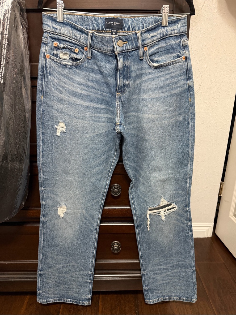 Lucky Brand Light Blue Distressed Boyfriend Jeans